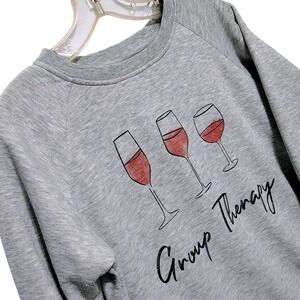Freeze Group Therapy Wine Glass Graphic‎ Gray Sweatshirt - Women's Small